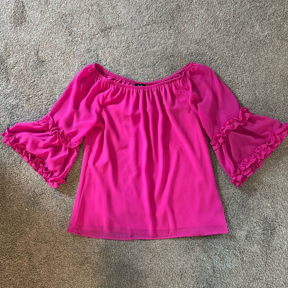 Fuchsia three-quarter length bell blouse